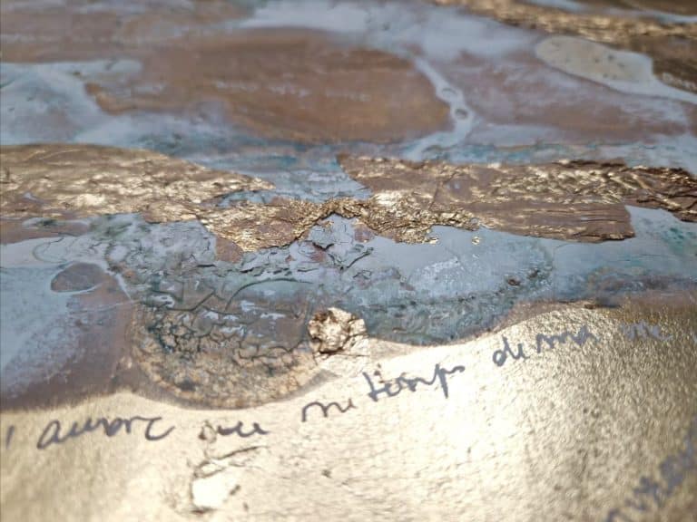 Panneau Or 9 detail Je sais que je ne sais pas, sauf les recommencements